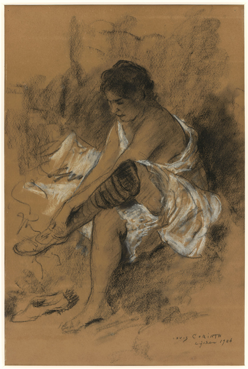 Nach dem Bade - Strumpf anziehende Frau